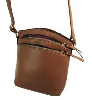 Přírodně hnědá dámská crossbody kabelka se zlatými doplňky