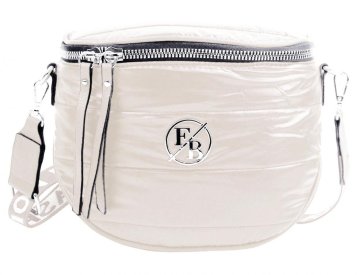 Moderní dámská crossbody kabelka / ledvinka perleťová bílá